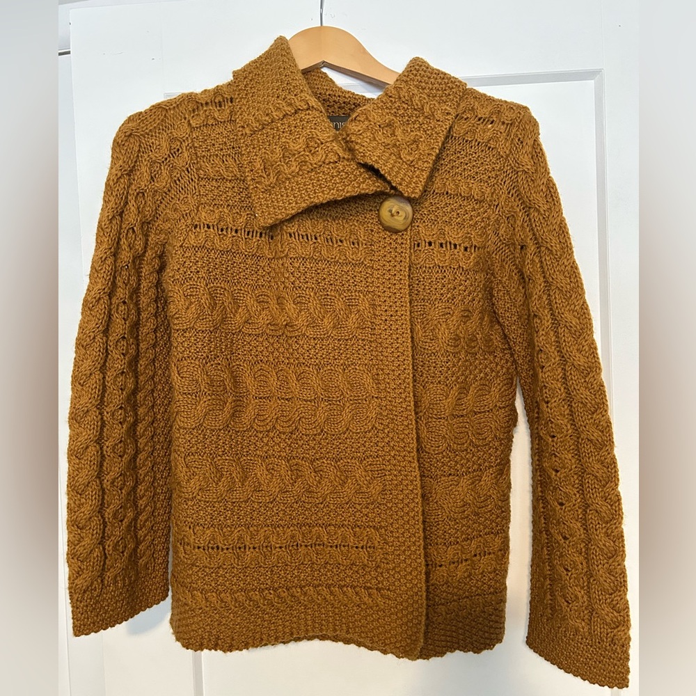 Inis Crafts Chunky Knit Button-Up Cardigan.